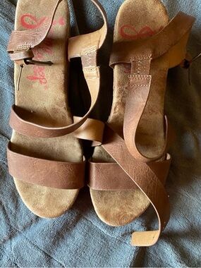 Jellypop Brown Strappy Wedge Sandals